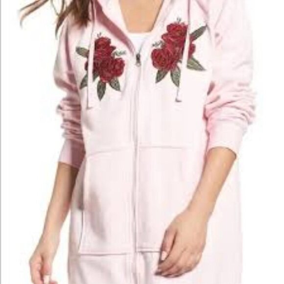 NWOT Brunette the Label Oversized Pink Embroidered Hoodie Size XS… - Picture 1 of 10